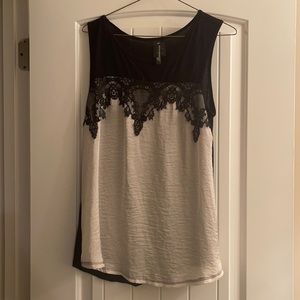 Black and White Sleeveless Top